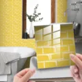 Adesivo per piastrelle in mattoni gialli impermeabile carta da parati PVC per bagno. - Pellicola di Cristallo DJ068