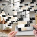 Adesivo per piastrelle in mosaico PVC marmo nero beige carta da parati per decorazione cucina. - Pellicola di Cristallo DJ072