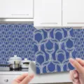 Blue geometric tile sticker self-adhesive waterproof PVC wall paper for kitchen decor - MSC154 / Glossy Film 15x15cm 10pcs