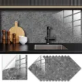 Dark grey marble texture wall tile sticker crystal film self-adhesive kitchen home decor detail - TS322