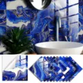 Blue marble crystal tile stickers, self-adhesive waterproof wall decor for kitchen and bathroom. - TS330