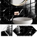 Black marble crystal film tile sticker, self-adhesive waterproof wall and floor decor for home. - TS323