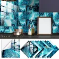 Blue marble tile stickers crystal film self adhesive wall decor waterproof kitchen backsplash details. - TS328