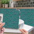 Self-adhesive PVC mosaic tile sticker, waterproof fish scale wall decor for kitchen and bathroom. - MSC155 / Glossy Film 15x15cm 10pcs