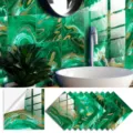Green marble crystal film tile stickers self adhesive wall decor waterproof home peel and stick - TS327