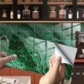 Green marble tile sticker, thickened crystal film waterproof wall paper for kitchen decor. - DLS070