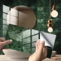 Green marble pattern tile sticker, waterproof thick crystal film decorative wall wallpaper. - DLS072