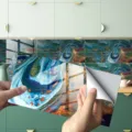 Thickened crystal film marble tile sticker self-adhesive waterproof wall wallpaper for kitchen - DLS073