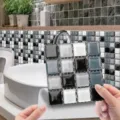 Stickers Carrelage Mosaique 3D Autocollant Impermeble PVC Mural Decoration Cuisine Salle de Bain - Film Cristal 20x20cm Paquet de 10 Pièces / MSC085