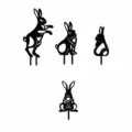 Acrylic garden rabbit stake yard art silhouette outdoor decorative lawn ornament size chart - ABCD Set of 4 / Black