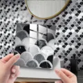 Black and white marble fish scale 3D tile sticker self-adhesive peel and stick decor - DJ-024 / 10x10cm 25 Pcs