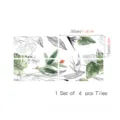 French botanical tile stickers for kitchen and bedroom wall decor, waterproof self-adhesive 4pcs - FGDLS003 / 4 Pieces Pack