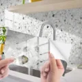 Terrazzo pattern crystal film self-adhesive tile sticker for kitchen wall and floor decor. - 4 Slices/Pack / DLS116