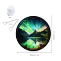 Decorazione murale aurora rotonda con gancio e catena, arte colorata stile vetrata 30cm. - Paesaggio Aurora (Grande) / TYU155 - Taglia L