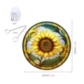 Sunflower Stained Glass Window Hanging Suncatcher Ornament with Hook and Chain 30cm - TYU158-L Size