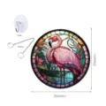 Flamingo stained glass hanging ornament detail view with hook and chain accessories 20cm - TYU160-S Size