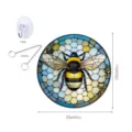 Stained glass bee wall hanging round home decor plaque with metal hook and chain 20cm size - TYU157-S Size
