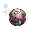 Round Flamingo Stained Glass Hanging Wall Decoration with Hanging Chain and Hook 30cm - TYU160-L Size