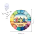 Round stained glass style beach house hanging ornament with hook and chain, 30cm/11.8in - TYU156 - Size L