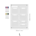 Clear acrylic weekly planner board with markers and size dimensions for home office use. - A3 / KT Board Packaging