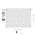 Clear acrylic monthly calendar board with 6 colored markers and metal mounting hardware. - A3 Large Size / KT Board Packaging