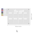Acrylic weekly planner dry erase board with colorful markers and clear size details - KT Board Packaging / Large A3 Magnetic Style