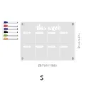 Clear acrylic weekly calendar dry erase board detail view with six colorful markers. - KT Board Packaging / Small A4 Magnetic Style