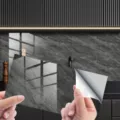 Dark grey marble texture self adhesive wall tile sticker high gloss crystal film detail. - DLS107 Crystal Film