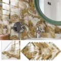 Marble texture crystal film tile sticker, waterproof self adhesive wall sticker for home decor. - TS324