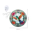 Stained glass hummingbird hanging suncatcher decorative panel with chain and hook for home wall decor. - With Iron Chain And Suction Cup Hook / TYU117 - Size S