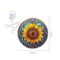 Sunflower stained glass hanging decoration detail view with metal chain and hook, 20cm size. - TYU139-Size S