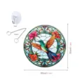 Stained glass hummingbird wall hanging detail showing included metal chain and suction hook. - With Iron Chain And Suction Cup Hook / TYU117 - Size L