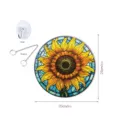 Sunflower stained glass window hanging suncatcher with hook and chain, 8 inch round home decor. - Size S