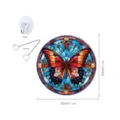 Buntglas Schmetterling Wandbehang Dekoration mit Kette und Haken, 30 cm runder Sonnenfänger - TYU125 - Größe L
