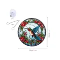Stained glass hummingbird wall hanging with chain and hook, 30cm round home decor. - TYU116 - Size L