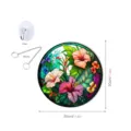 Round tropical flower stained glass window hanging panel with hook and chains, 30cm decor - With Iron Chain And Suction Cup Hook / TYU129 - Size L