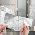 Grey Terrazzo Peel and Stick Tile Sticker Waterproof Self-Adhesive Wall Film Decor - 4 Slices/Pack / DLS115