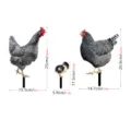 Acrylic chicken yard art stakes set with detailed height and width dimension labels. - DC074 Hen and Chicks Set