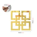 Gold geometric acrylic wall mirror sticker detail, 30x30cm size and 0.7cm thickness display - JM1124 / Gold