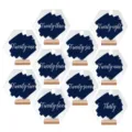 Números de mesa de acrílico con base de madera para boda fiesta banquete, letreros hexagonales. - Números de Hexágono Pincel Azul 21-30 con Base