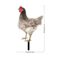 Vue détaillée du piquet de jardin poule en 3D pour décoration extérieure avec dimensions. - YKLU075C