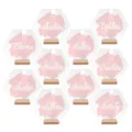 Juego de números de mesa acrílicos con base de madera, letrero rosa de boda para fiesta - Números de Hexágono Pincel Rosa 11-20 con Base