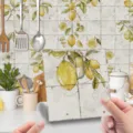 Autocollant de carrelage étanche citron pour crédence de cuisine et rénovation murale. - Citron Aquarelle Vintage / 10x10cm-24 Pièces