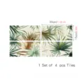 French style palm leaf tile stickers set of 4 pcs 30x15cm self-adhesive wall decor for home - FGDLS004 / 4 Pieces Pack