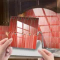Red peacock feather tile sticker crystal film kitchen backsplash waterproof wall decor detail - 10x10 cm - 25 Pieces / DJ057