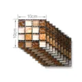 3D mosaic tile sticker, brown self-adhesive wall tile, 10x10cm variant for DIY home decor. - MSC044