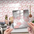 3D fish scale marble tile sticker with crystal film, waterproof peel and stick decor. - DJ-025 / 10x10cm 25 Pcs