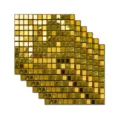 3D goldene Mosaik Fliesen Aufkleber selbstklebende abnehmbare dekorative PVC Wandsticker Deko - MSC041