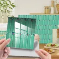 Peacock feather peel and stick tile sticker waterproof crystal film adhesive decor. - DJ058