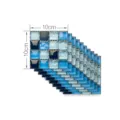 3D blue mosaic tile sticker self adhesive waterproof wall decor for home kitchen bathroom 10x10cm - MSC048